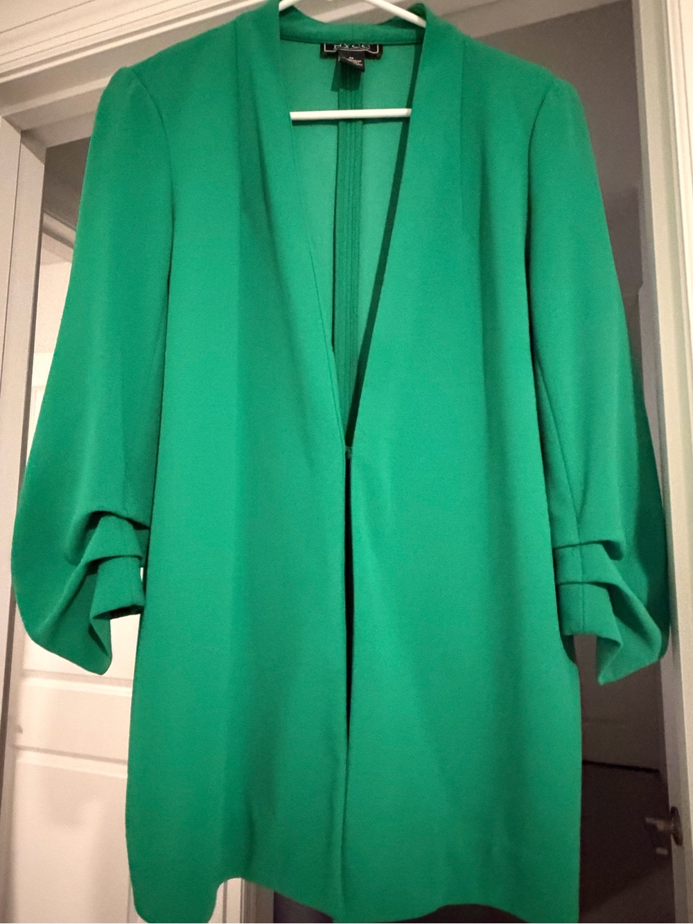Green Open-Front Women's Blazer Coat